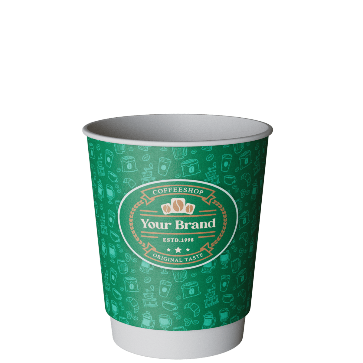 8 oz Printed Paper Eco Coffee Cups DoubleWalled FullColour Wrap