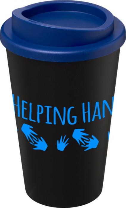 Black Insulated Tumbler with Blue Lid