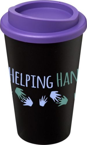 Black Insulated Tumbler with Purple Lid