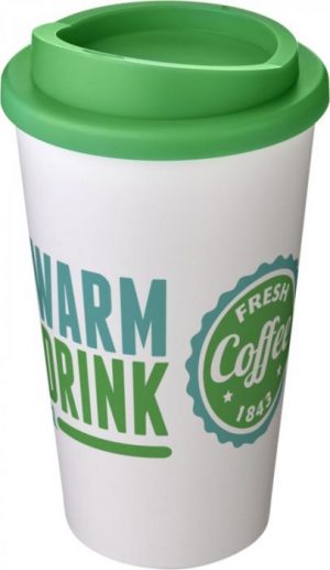 White Insulated Tumbler with Green Lid