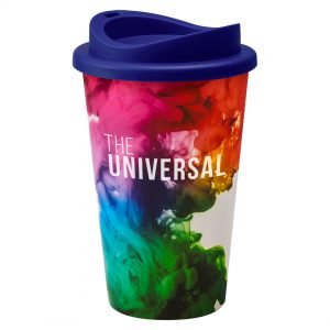 Full Colour Universal Cup with Blue Lid
