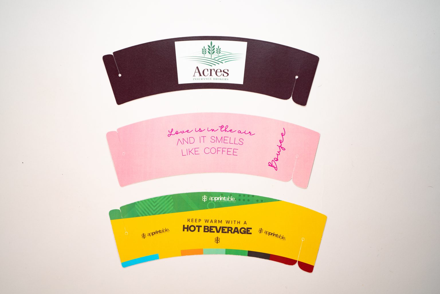 Printed Coffee Cup Sleeves Kraft FULL Colour Printed Branded Coffee