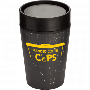 8oz Circular Cup - black and cosmic black - custom printed