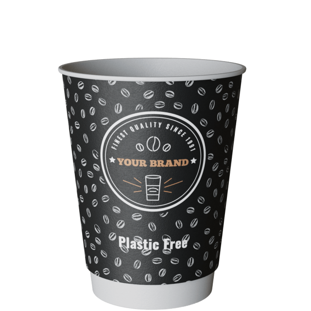12 oz Plastic Free Printed Paper Coffee Cups | Double-Walled | Full ...